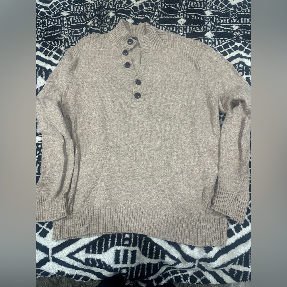 REI Men's Button-Neck Knit Sweater - Beige